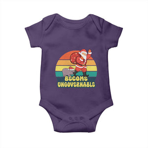 Funny Moo Deng Christmas Baby Onesie Become Ungovernable Xmas Santa TS11 Purple Print Your Wear