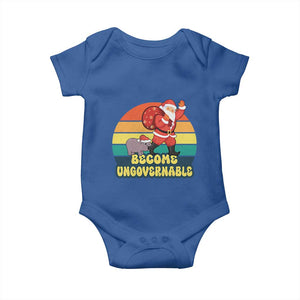 Funny Moo Deng Christmas Baby Onesie Become Ungovernable Xmas Santa TS11 Royal Blue Print Your Wear