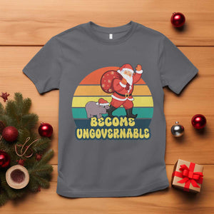 Funny Moo Deng Christmas T Shirt Become Ungovernable Xmas Santa TS11 Charcoal Print Your Wear