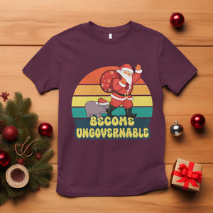 Funny Moo Deng Christmas T Shirt Become Ungovernable Xmas Santa TS11 Maroon Print Your Wear