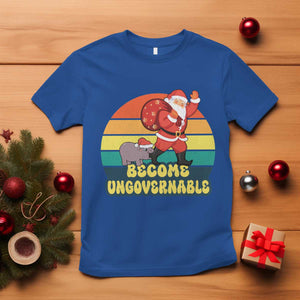 Funny Moo Deng Christmas T Shirt Become Ungovernable Xmas Santa TS11 Royal Blue Print Your Wear
