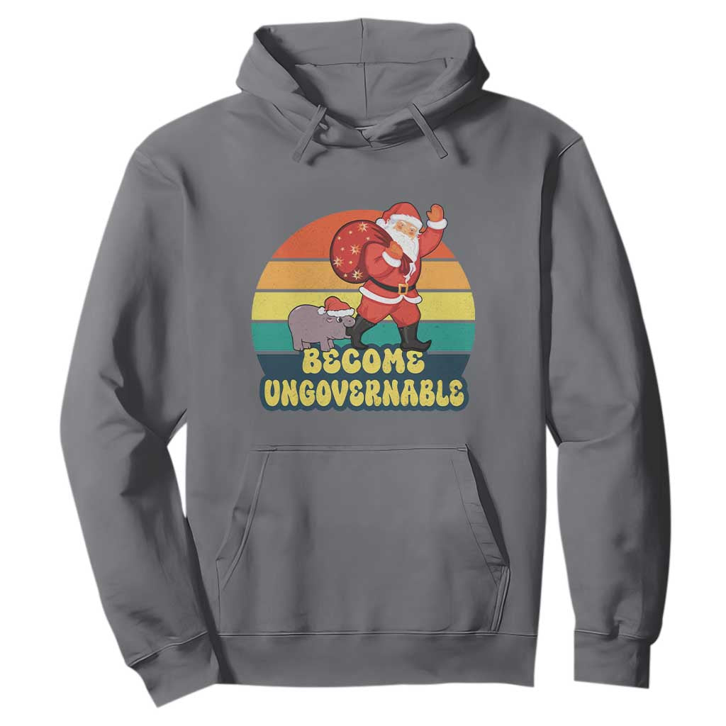 Funny Moo Deng Christmas Hoodie Become Ungovernable Xmas Santa TS11 Charcoal Print Your Wear