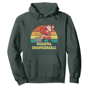 Funny Moo Deng Christmas Hoodie Become Ungovernable Xmas Santa TS11 Dark Forest Green Print Your Wear