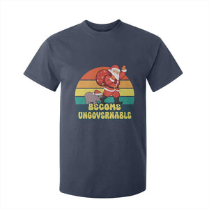 Funny Moo Deng Christmas T Shirt For Kid Become Ungovernable Xmas Santa TS11 Navy Print Your Wear