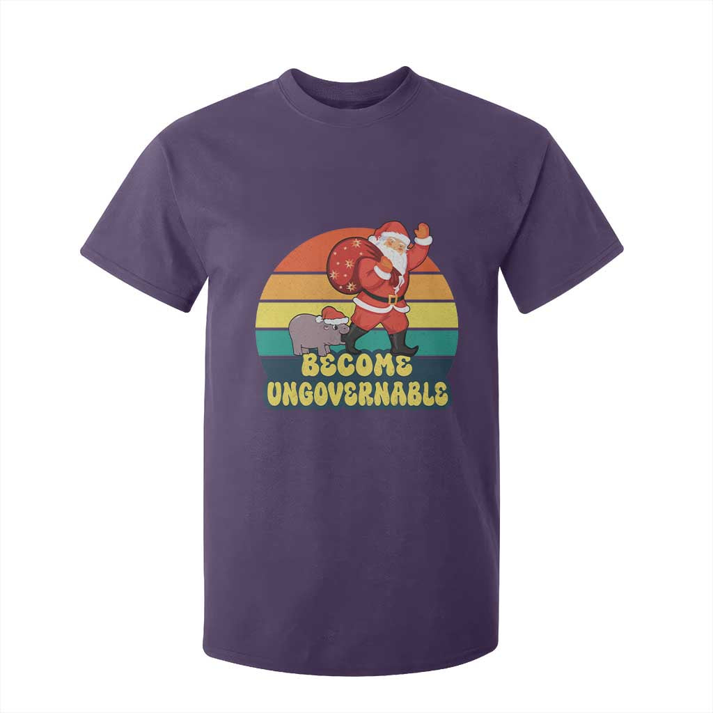 Funny Moo Deng Christmas T Shirt For Kid Become Ungovernable Xmas Santa TS11 Purple Print Your Wear