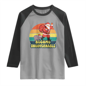 Funny Moo Deng Christmas Raglan Shirt Become Ungovernable Xmas Santa TS11 Sport Gray Black Print Your Wear