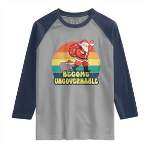 Funny Moo Deng Christmas Raglan Shirt Become Ungovernable Xmas Santa TS11 Sport Gray Navy Print Your Wear