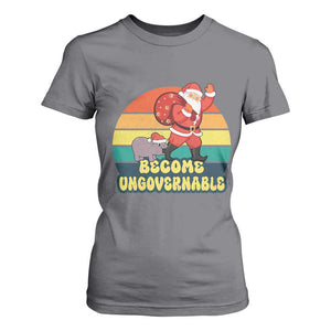Funny Moo Deng Christmas T Shirt For Women Become Ungovernable Xmas Santa TS11 Charcoal Print Your Wear