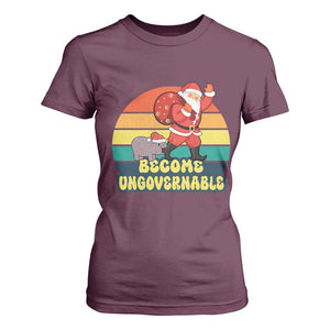 Funny Moo Deng Christmas T Shirt For Women Become Ungovernable Xmas Santa TS11 Maroon Print Your Wear