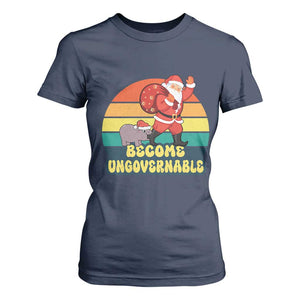 Funny Moo Deng Christmas T Shirt For Women Become Ungovernable Xmas Santa TS11 Navy Print Your Wear