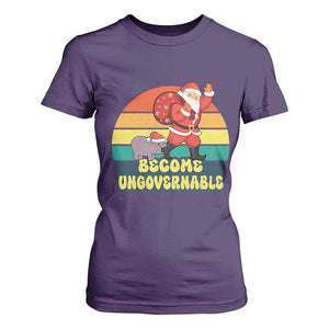 Funny Moo Deng Christmas T Shirt For Women Become Ungovernable Xmas Santa TS11 Purple Print Your Wear