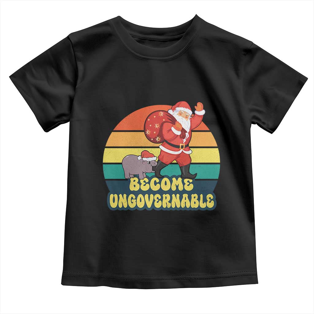Funny Moo Deng Christmas Toddler T Shirt Become Ungovernable Xmas Santa TS11 Black Print Your Wear