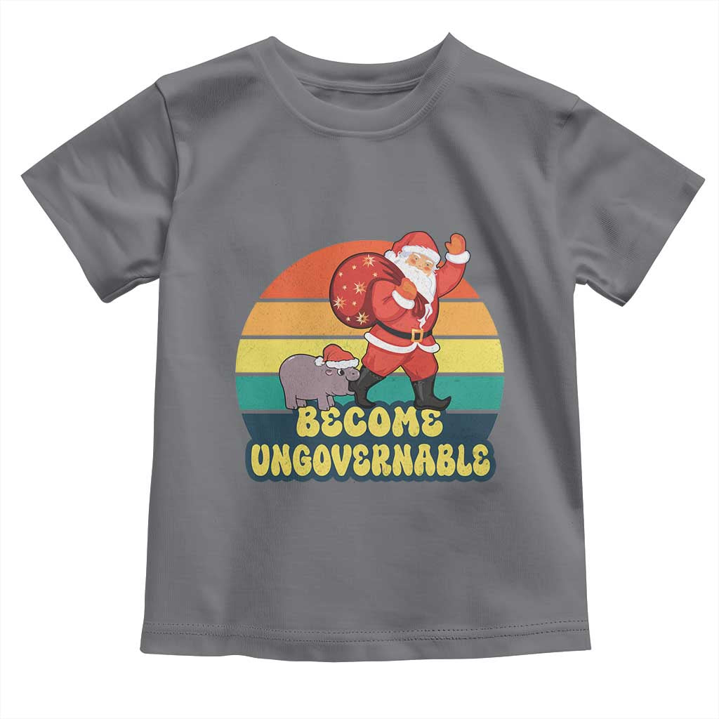 Funny Moo Deng Christmas Toddler T Shirt Become Ungovernable Xmas Santa TS11 Charcoal Print Your Wear