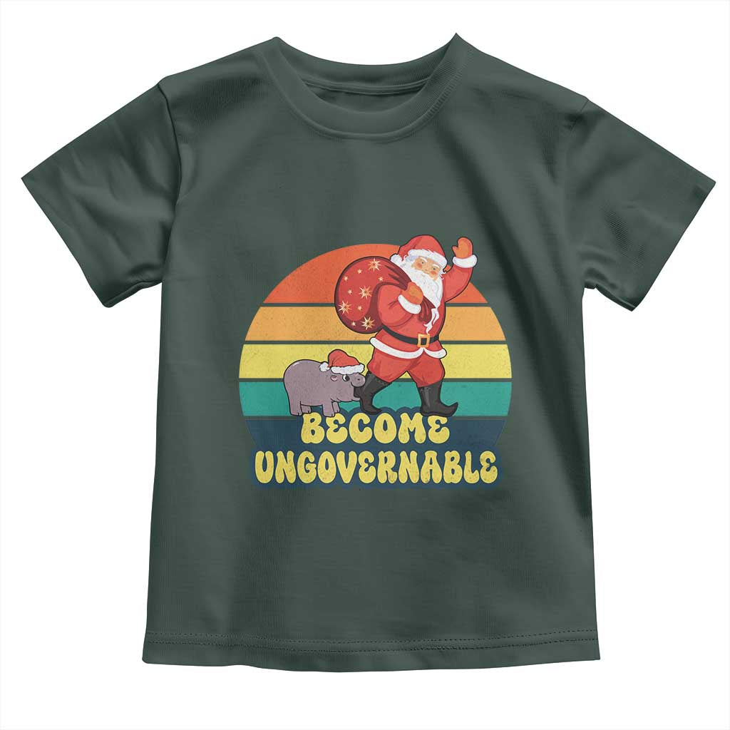 Funny Moo Deng Christmas Toddler T Shirt Become Ungovernable Xmas Santa TS11 Dark Forest Green Print Your Wear