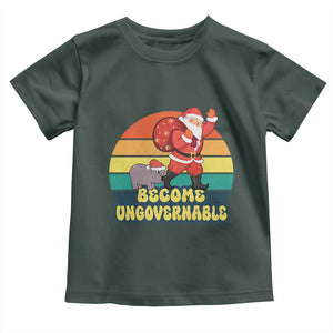 Funny Moo Deng Christmas Toddler T Shirt Become Ungovernable Xmas Santa TS11 Dark Forest Green Print Your Wear