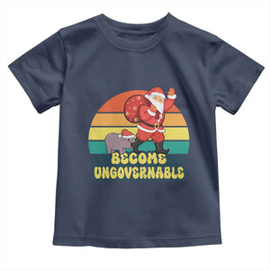 Funny Moo Deng Christmas Toddler T Shirt Become Ungovernable Xmas Santa TS11 Navy Print Your Wear
