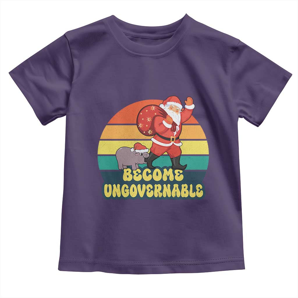 Funny Moo Deng Christmas Toddler T Shirt Become Ungovernable Xmas Santa TS11 Purple Print Your Wear