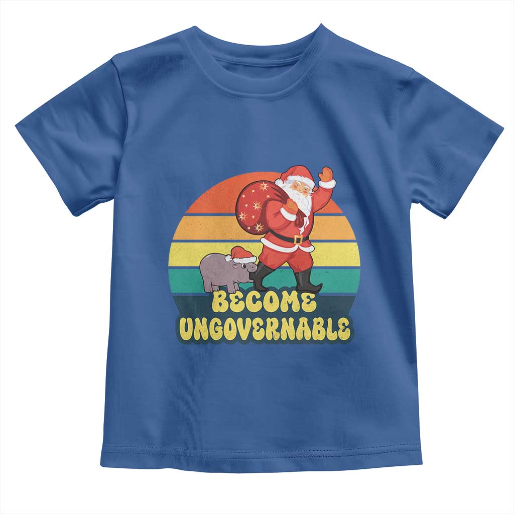Funny Moo Deng Christmas Toddler T Shirt Become Ungovernable Xmas Santa TS11 Royal Blue Print Your Wear