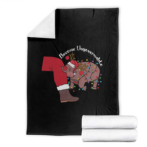 Funny Moo Deng Christmas Throw Blanket Become Ungovernable Reindeer Xmas Santa TS11 Black Print Your Wear