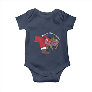 Funny Moo Deng Christmas Baby Onesie Become Ungovernable Reindeer Xmas Santa TS11 Navy Print Your Wear