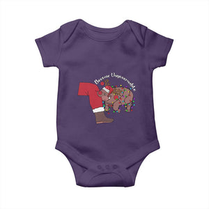 Funny Moo Deng Christmas Baby Onesie Become Ungovernable Reindeer Xmas Santa TS11 Purple Print Your Wear