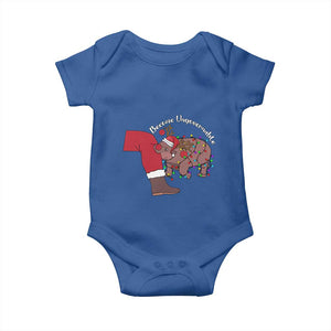 Funny Moo Deng Christmas Baby Onesie Become Ungovernable Reindeer Xmas Santa TS11 Royal Blue Print Your Wear