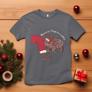 Funny Moo Deng Christmas T Shirt Become Ungovernable Reindeer Xmas Santa TS11 Charcoal Print Your Wear