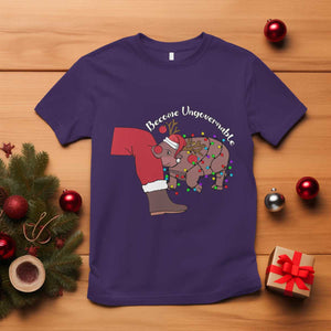 Funny Moo Deng Christmas T Shirt Become Ungovernable Reindeer Xmas Santa TS11 Purple Print Your Wear