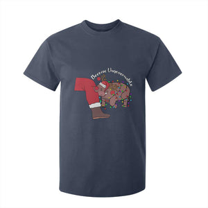 Funny Moo Deng Christmas T Shirt For Kid Become Ungovernable Reindeer Xmas Santa TS11 Navy Print Your Wear