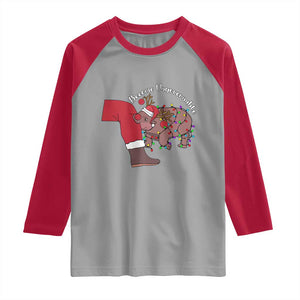 Funny Moo Deng Christmas Raglan Shirt Become Ungovernable Reindeer Xmas Santa TS11 Sport Gray Red Print Your Wear