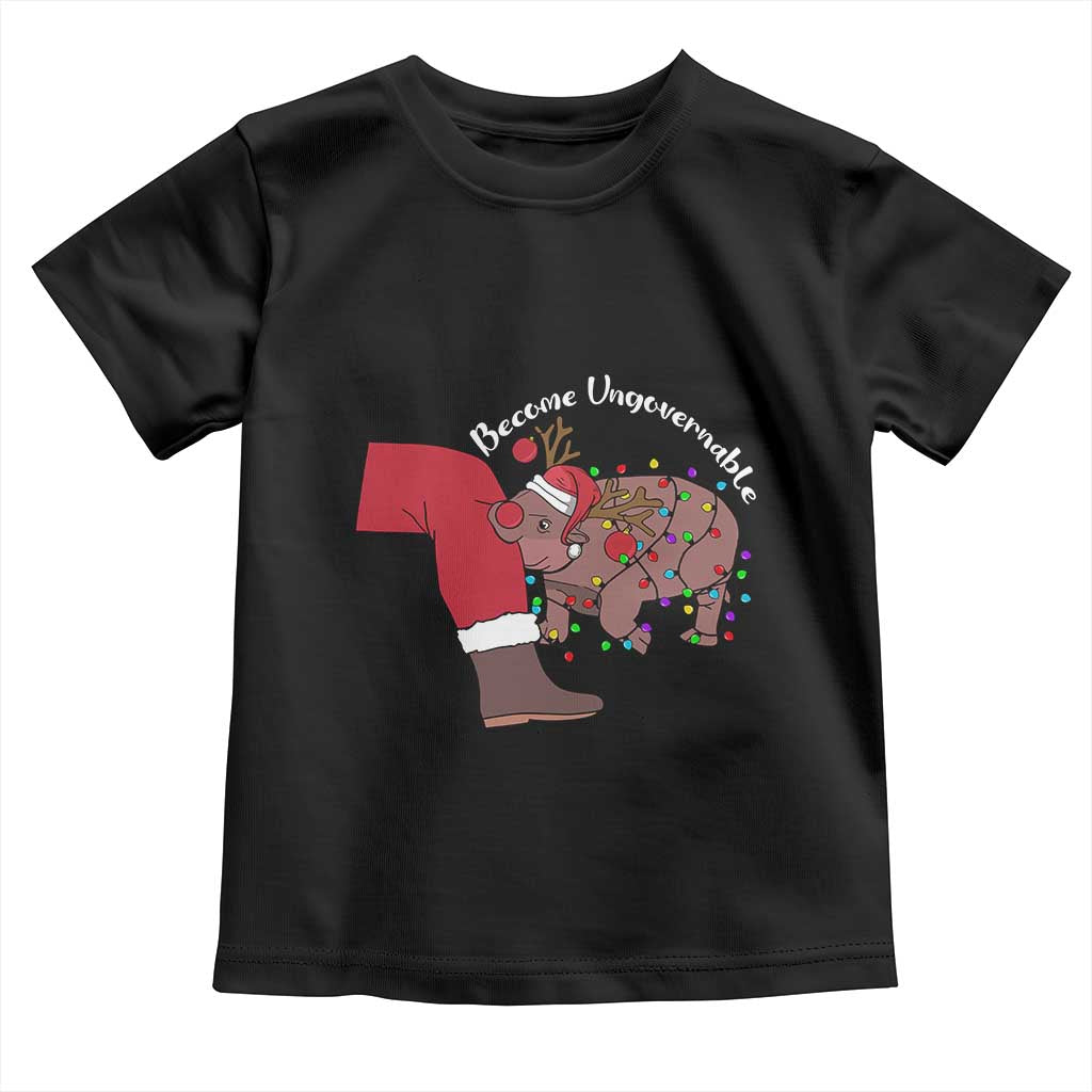 Funny Moo Deng Christmas Toddler T Shirt Become Ungovernable Reindeer Xmas Santa TS11 Black Print Your Wear
