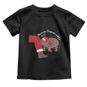 Funny Moo Deng Christmas Toddler T Shirt Become Ungovernable Reindeer Xmas Santa TS11 Black Print Your Wear