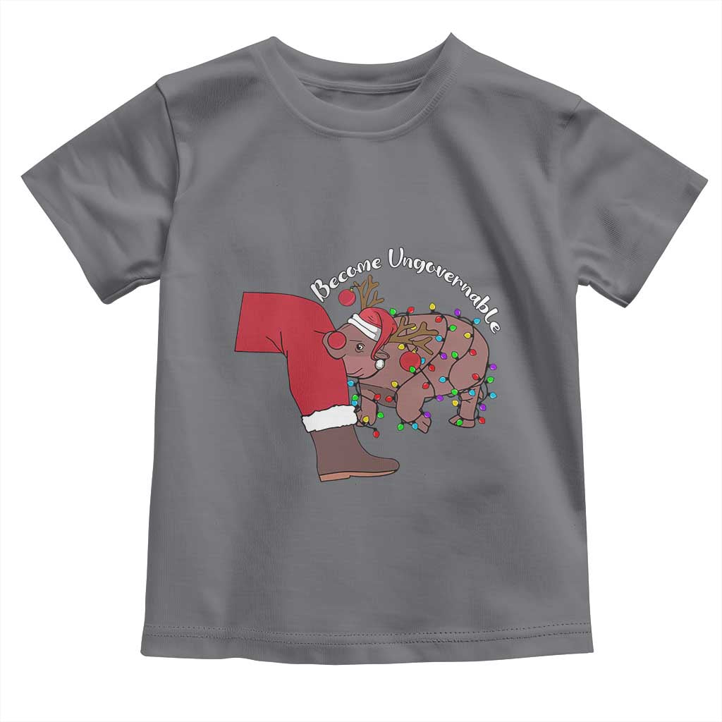 Funny Moo Deng Christmas Toddler T Shirt Become Ungovernable Reindeer Xmas Santa TS11 Charcoal Print Your Wear