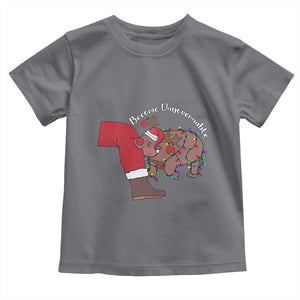 Funny Moo Deng Christmas Toddler T Shirt Become Ungovernable Reindeer Xmas Santa TS11 Charcoal Print Your Wear