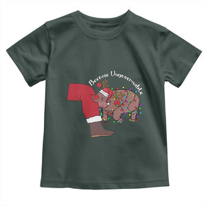 Funny Moo Deng Christmas Toddler T Shirt Become Ungovernable Reindeer Xmas Santa TS11 Dark Forest Green Print Your Wear