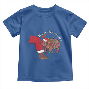 Funny Moo Deng Christmas Toddler T Shirt Become Ungovernable Reindeer Xmas Santa TS11 Royal Blue Print Your Wear