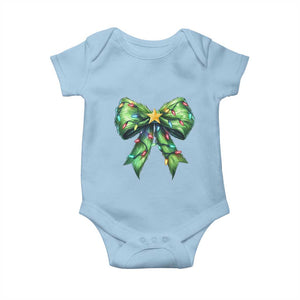 Funny Christmas Coquette Baby Onesie Green Xmas Tree Bow TS11 Light Blue Print Your Wear