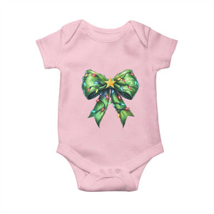 Funny Christmas Coquette Baby Onesie Green Xmas Tree Bow TS11 Light Pink Print Your Wear