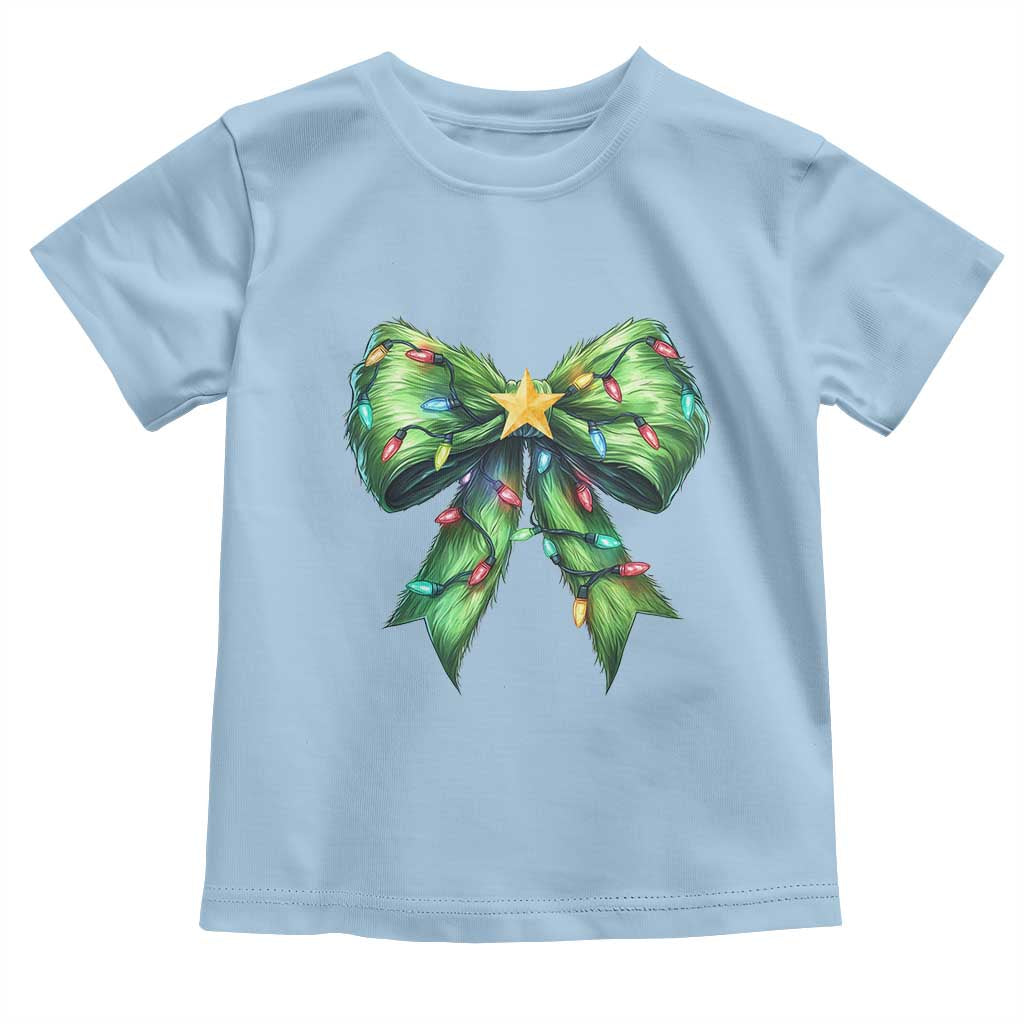 Funny Christmas Coquette Baby Shirt Green Xmas Tree Bow TS11 Light Blue Print Your Wear