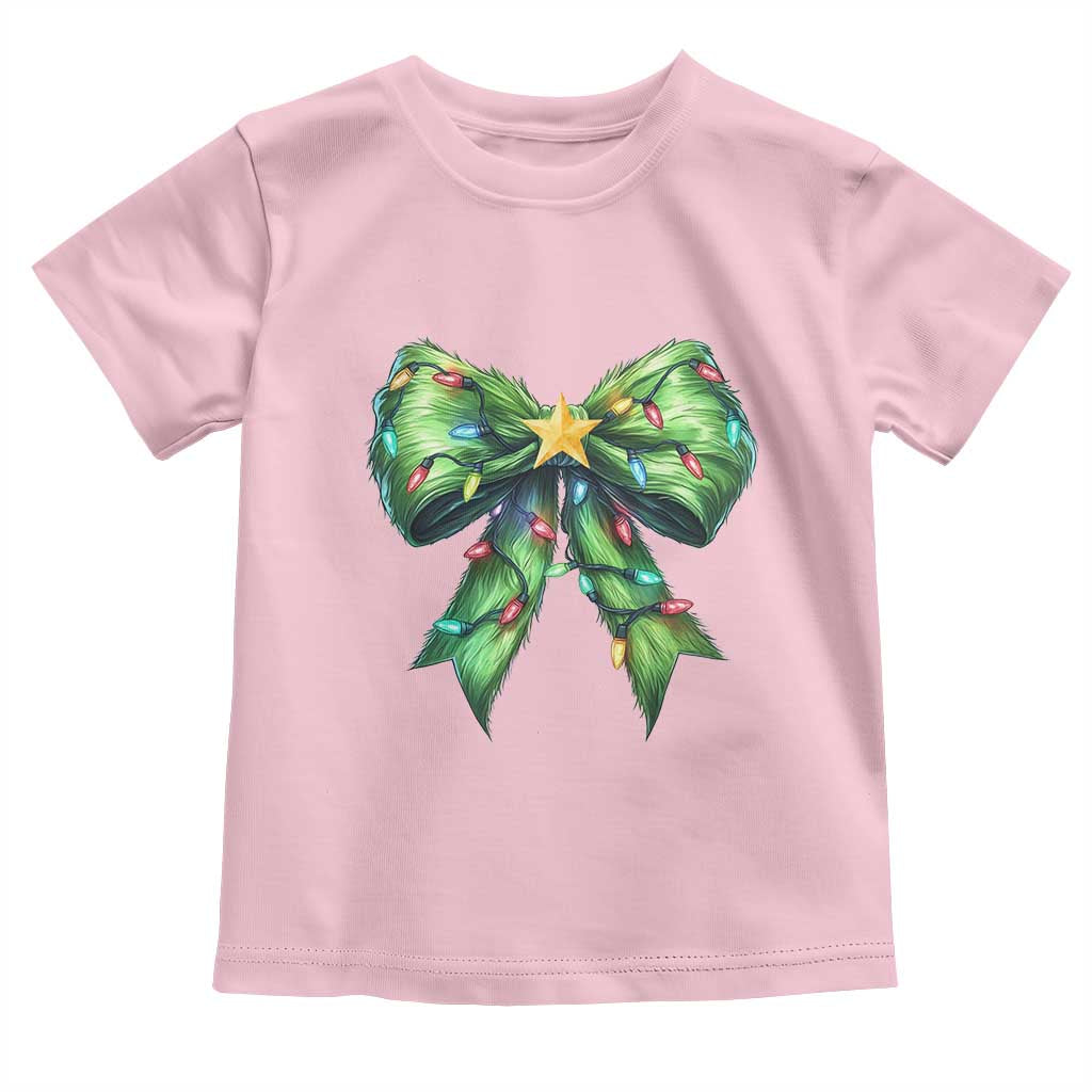 Funny Christmas Coquette Baby Shirt Green Xmas Tree Bow TS11 Light Pink Print Your Wear