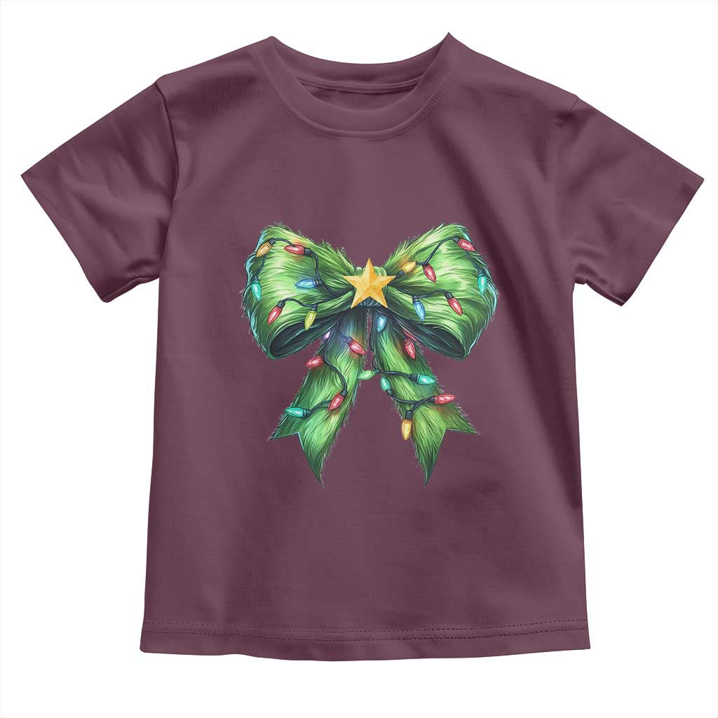 Funny Christmas Coquette Baby Shirt Green Xmas Tree Bow TS11 Maroon Print Your Wear