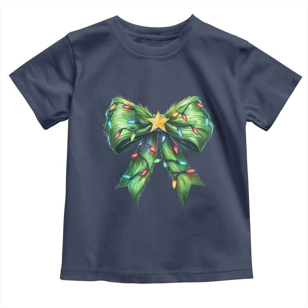 Funny Christmas Coquette Baby Shirt Green Xmas Tree Bow TS11 Navy Print Your Wear