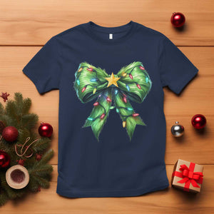Funny Christmas Coquette T Shirt Green Xmas Tree Bow TS11 Navy Print Your Wear