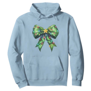 Funny Christmas Coquette Hoodie Green Xmas Tree Bow TS11 Light Blue Print Your Wear