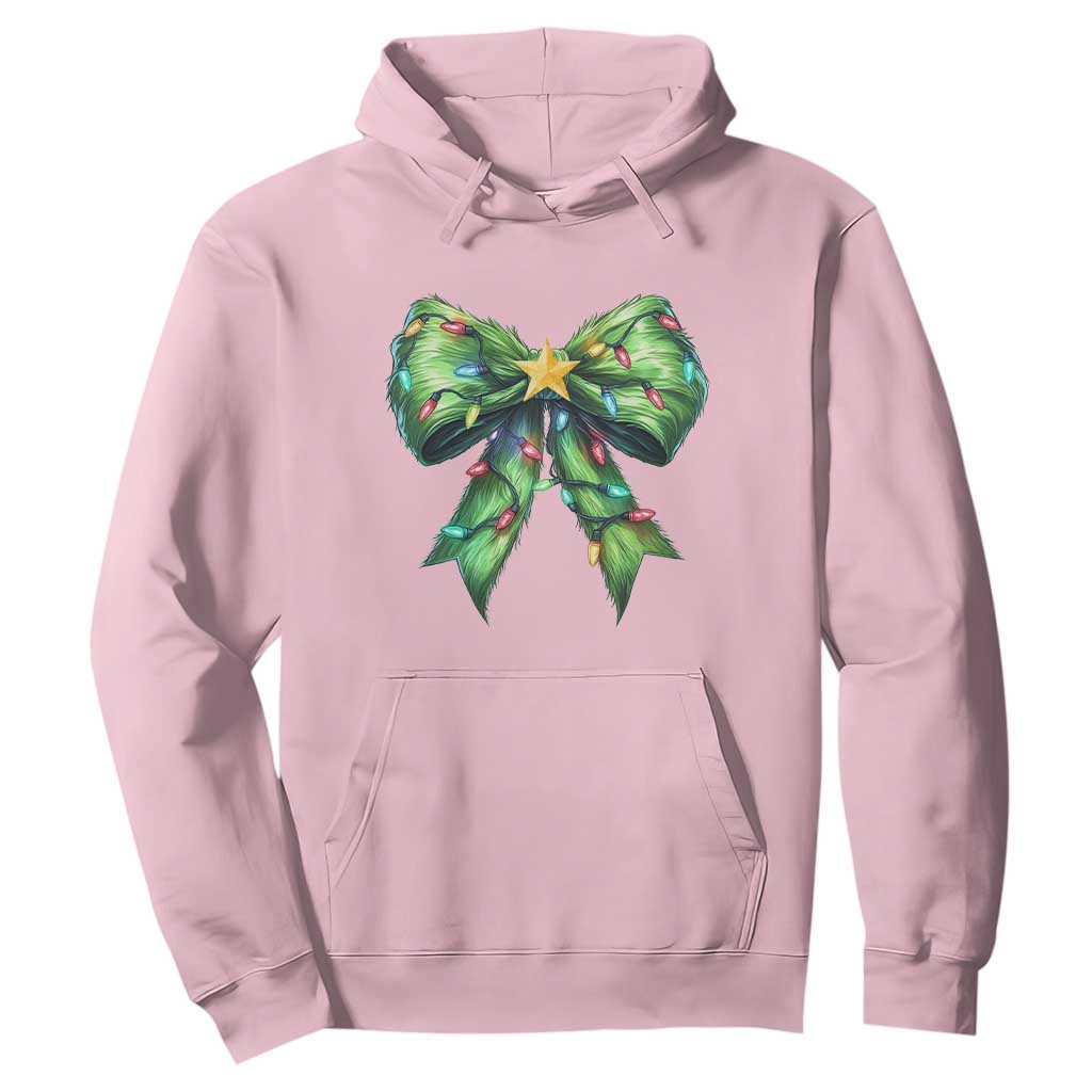 Funny Christmas Coquette Hoodie Green Xmas Tree Bow TS11 Light Pink Print Your Wear