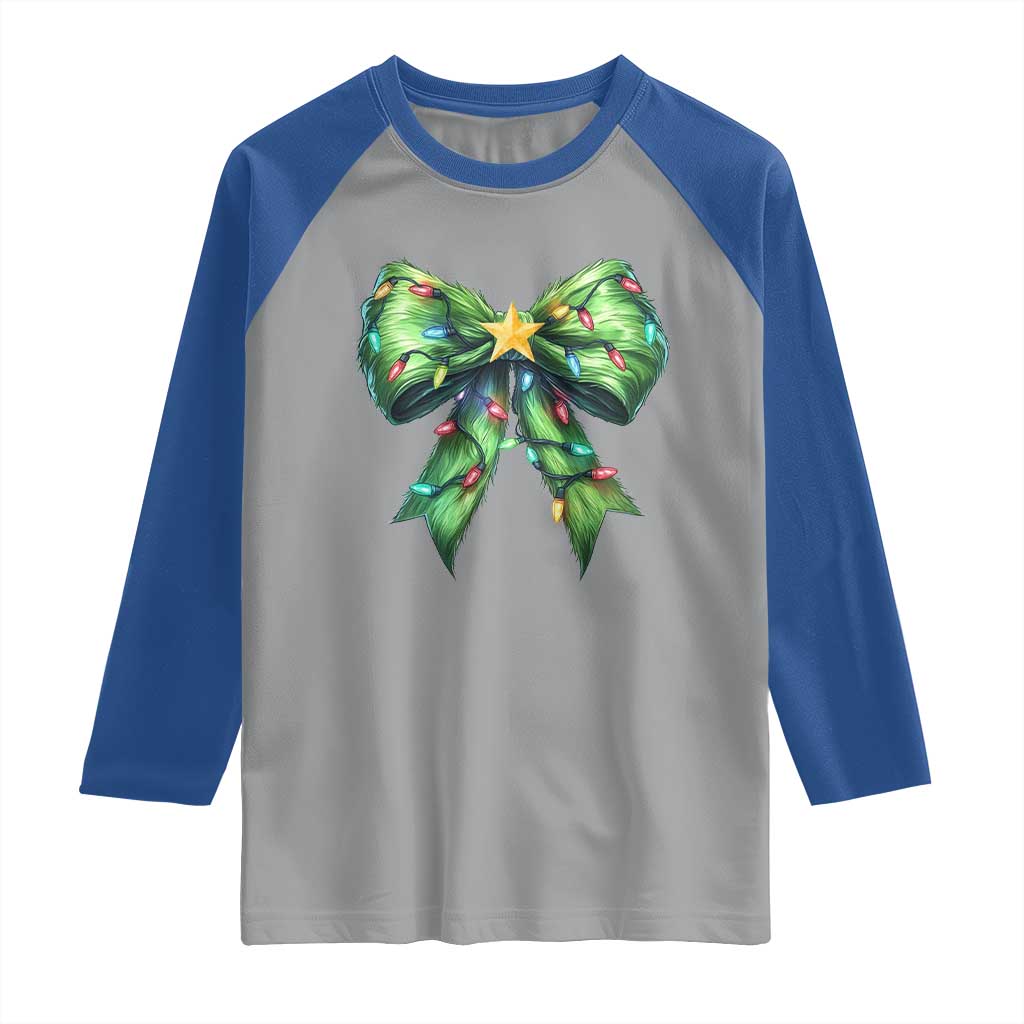 Funny Christmas Coquette Raglan Shirt Green Xmas Tree Bow TS11 Sport Gray Royal Print Your Wear