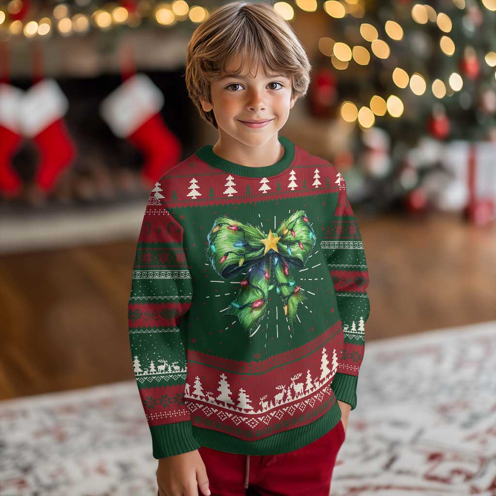 Funny Xmas Coquette Ugly Christmas Sweater Green Xmas Tree Bow TS11 Christmas Print Your Wear