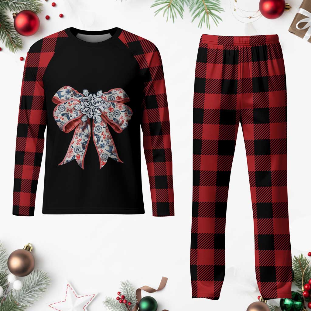 Funny Toile Folk Art Scandinavian Coquette Bow Xmas Plaid Pajama Set TS11 Buffalo Plaid Print Your Wear