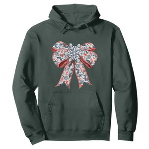 Funny Toile Folk Art Scandinavian Coquette Bow Christmas Hoodie TS11 Dark Forest Green Print Your Wear