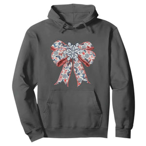 Funny Toile Folk Art Scandinavian Coquette Bow Christmas Hoodie TS11 Dark Heather Print Your Wear